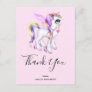 Beautiful Unicorn with Rainbow Mane Thank You Postcard