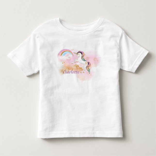 Beautiful Unicorn with Rainbow Toddler T-shirt (Front)