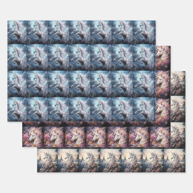 Beautiful Unicorns Wrapping Paper Sheets (Set)