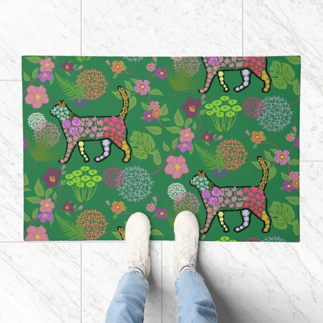 Beautiful Unique Colorful Floral Cat Doormat (Indoor)