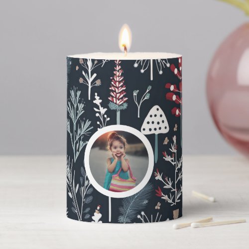 Beautiful unique family photo collage Christmas Pillar Candle