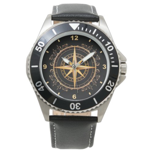 Beautiful Unique Gold  Black Compass  Antique  Watch