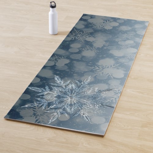 Beautiful  Unique Ice Crystal Blue Zen Meditation Yoga Mat