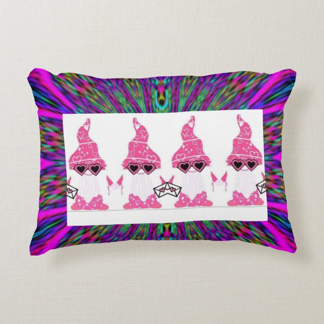Beautiful unique valentines day gnomes accent pillow (Front)