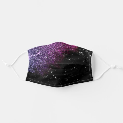 Beautiful Universe Glitter Stars Purple Night Sky Adult Cloth Face Mask