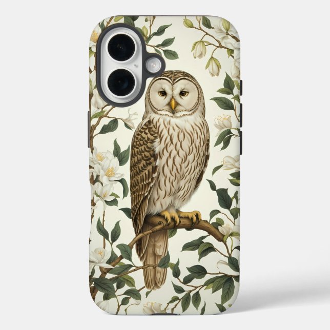 Beautiful Ural Owl And Magnolia Blossoms Case-Mate iPhone Case (Back)