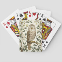 Beautiful Ural Owl And Magnolia Blossoms Poker Cards
