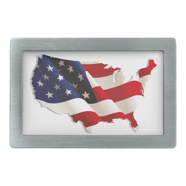 Beautiful USA Map Flag Belt Buckle (Front)
