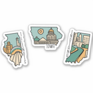 BEAUTIFUL USA STATES LANDSCAPE POSTCARD SET STICKER