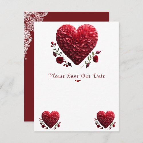 Beautiful Valentines Day  Flower Petals Hearts Save The Date