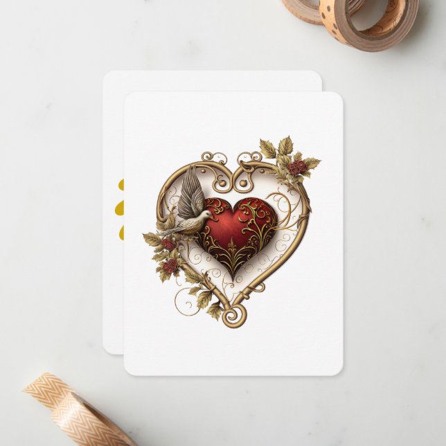 Beautiful Valentines Day Greeting Note Card (Front/Back In Situ)