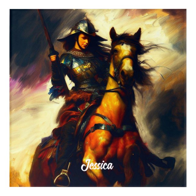 Beautiful Valkyrie on Horseback Acrylic Print (Front)