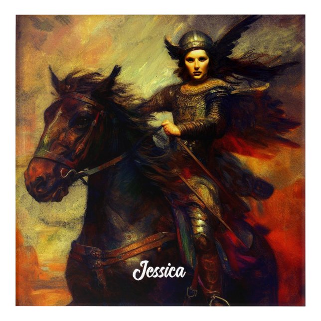 Beautiful Valkyrie on Horseback Acrylic Print (Front)