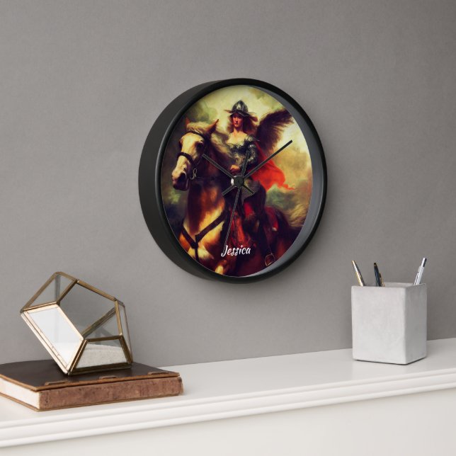 Beautiful Valkyrie on Horseback Clock (Office)