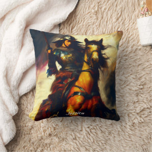 Beautiful Valkyrie on Horseback Throw Pillow