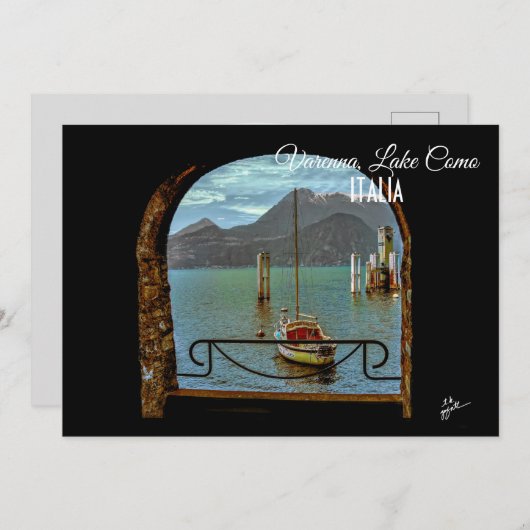 Beautiful Varenna Italy Boat Photo Postcard (Front/Back)