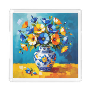 Beautiful Vase of Flowers Acrylic Tray