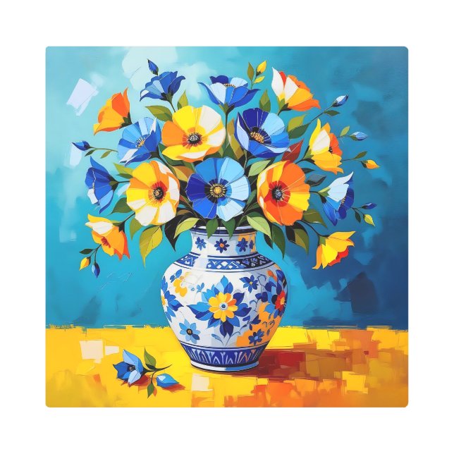 Beautiful Vase of Flowers  Metal Print (Front)