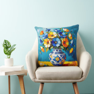 Beautiful Vase of Flowers  Throw Pillow