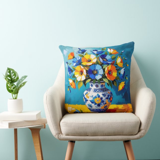 Beautiful Vase of Flowers  Throw Pillow (Chair)