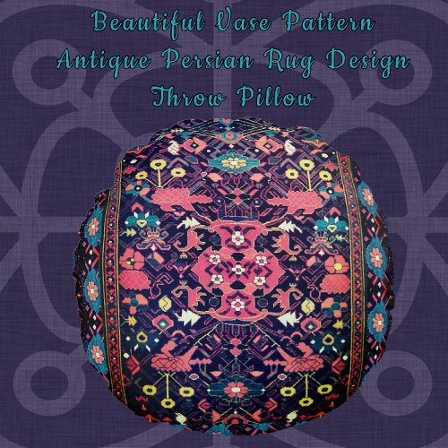 Beautiful Vase Pattern Antique Persian Oriental Round Pillow
