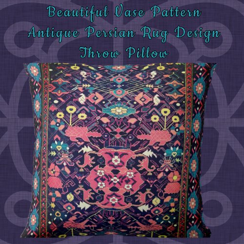 Beautiful Vase Pattern Antique Persian Oriental Throw Pillow
