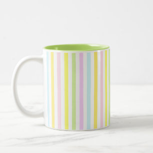Beautiful Vertical Stripes in Pastel Colors Two-Tone Coffee Mug