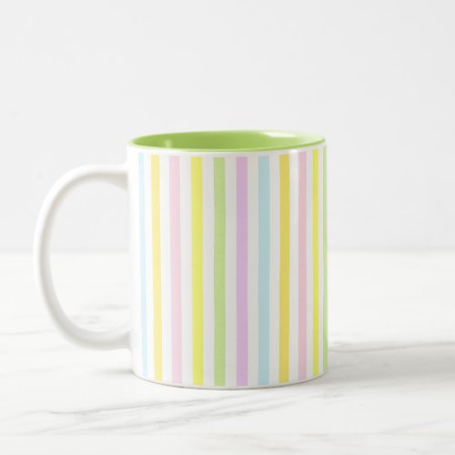 Beautiful Vertical Stripes in Pastel Colors Two_Tone Coffee Mug