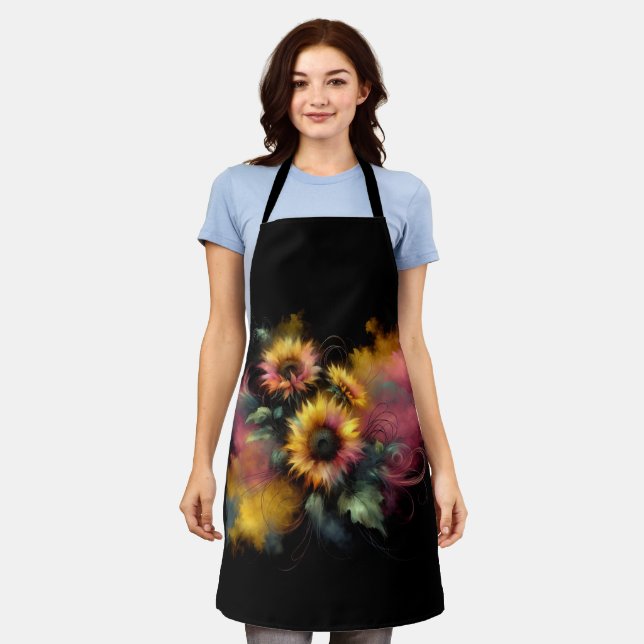 Beautiful Vibrant Abstract Sunflowers Apron (Worn)