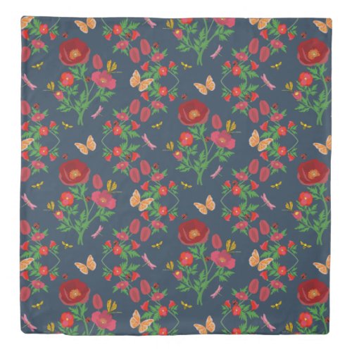 Beautiful Vibrant Colorful Poppy Flower Duvet Cover