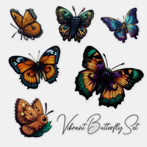 Beautiful vibrant colours Butterfly Set Sticker