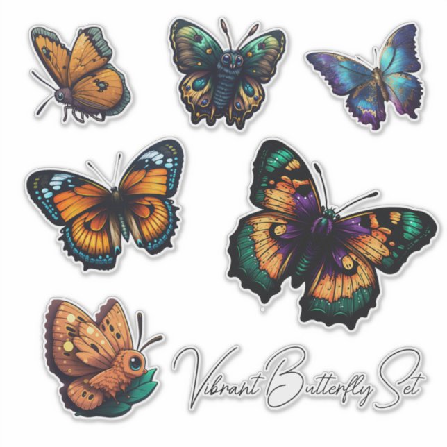 Beautiful vibrant colours Butterfly Set Sticker (Front)