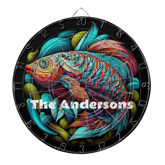 Beautiful Vibrant Fish Dart Board (Front)