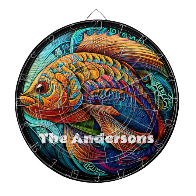 Beautiful Vibrant Fish Dart Board (Front)
