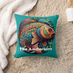 Beautiful Vibrant Fish Throw Pillow
