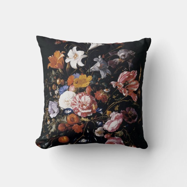 Beautiful vibrant floral art throw pillow (Front)