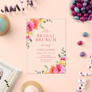 Beautiful Vibrant Floral Bridal Shower Brunch Acrylic Invitations