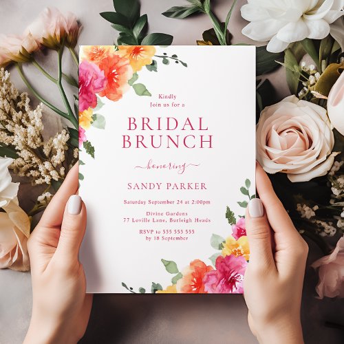 Beautiful Vibrant Floral Bridal Shower Brunch Invitation