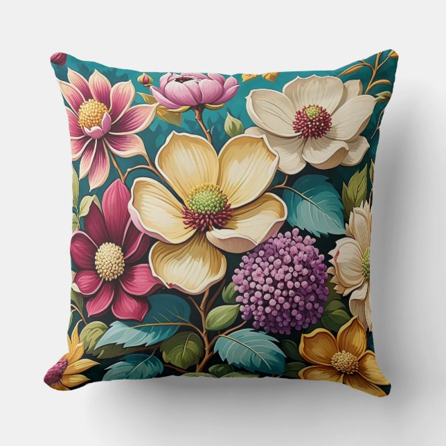 Beautiful Vibrant Flower Art  Throw Pillow (Front)