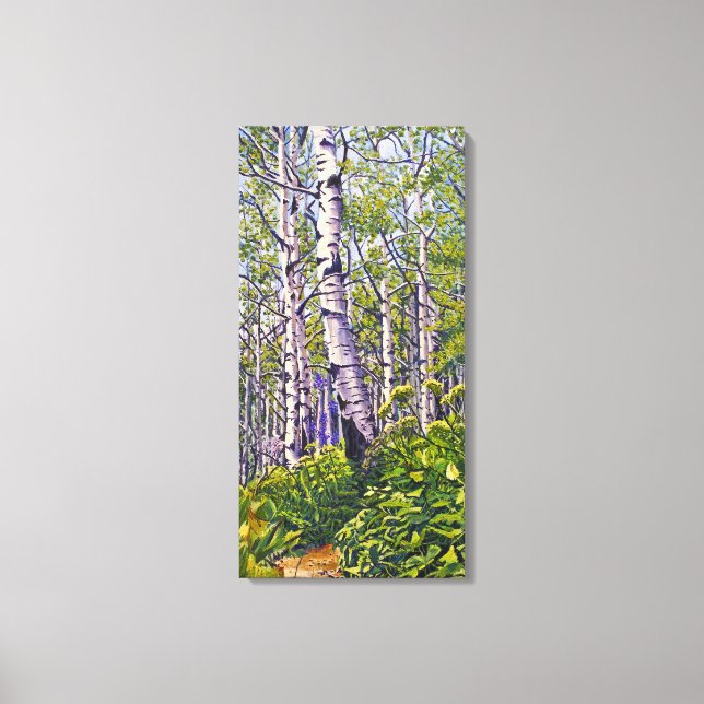 Beautiful Vibrant Purple Green Aspen Trees Canvas Print (Front)
