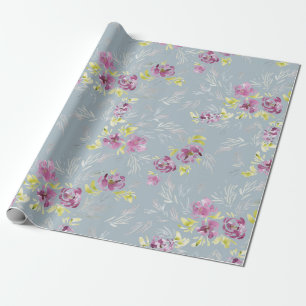 Beautiful vibrant purple watercolor flower Pattern Wrapping Paper