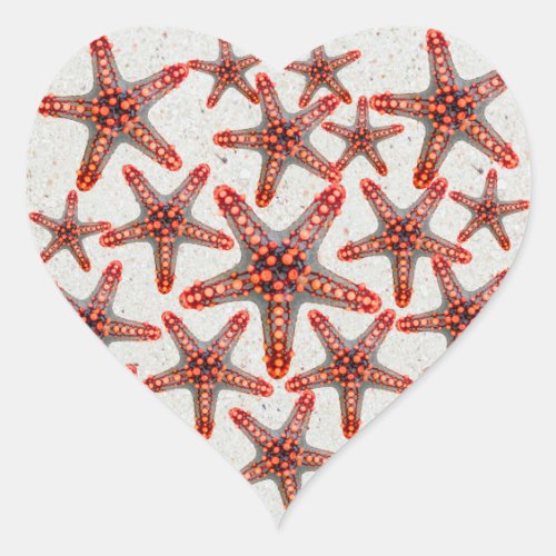 Beautiful Vibrant Red Starfish Sand Ocean Sealife Heart Sticker