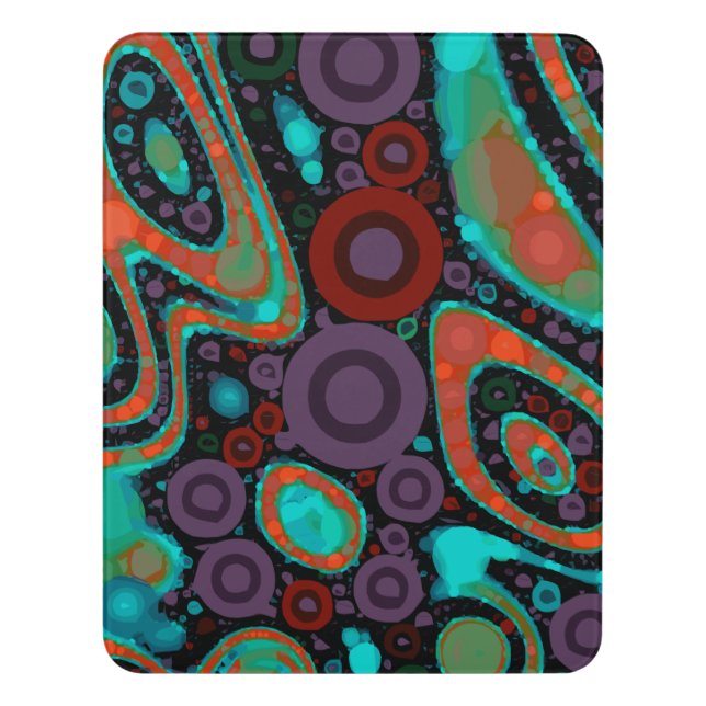 Beautiful Vibrant Swirly Abstract Pattern Door Sign (Contemporary Vert)