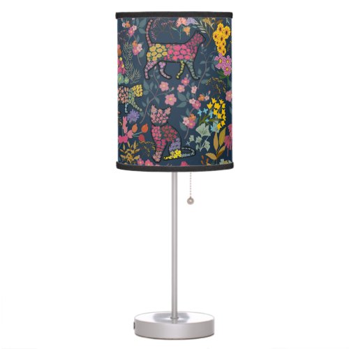 Beautiful Vibrant Ultimate Floral Cat Table Lamp