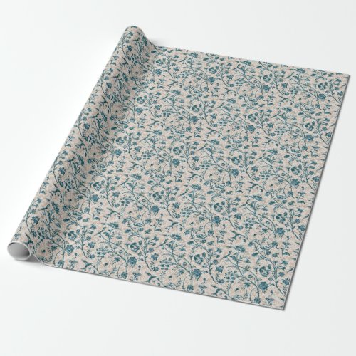 Beautiful Victorian Blue Birds Pattern Wrapping Paper