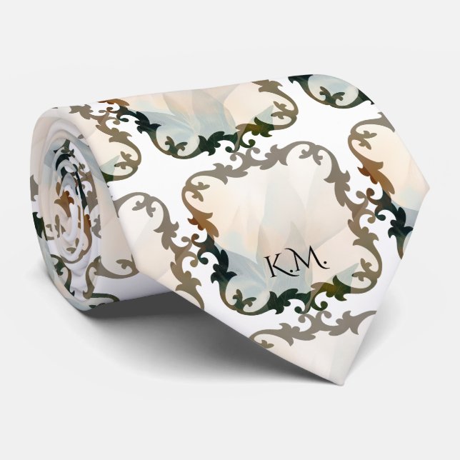 Beautiful Victorian Chic Monogram Neck Tie (Rolled)