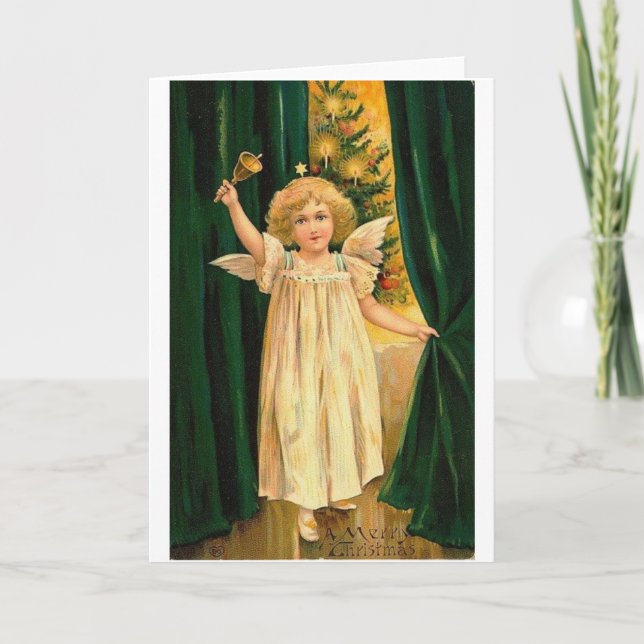 Beautiful Victorian Christmas Angel Christmas Card (Front)