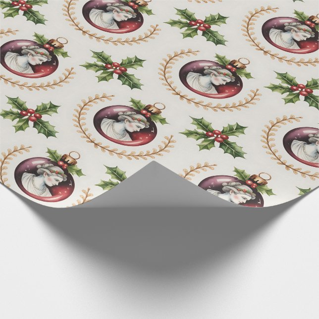 Beautiful Victorian Christmas Ornaments Wrapping Paper (Corner)