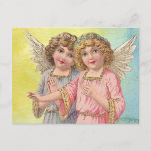 Beautiful Victorian Era Angels with Wings  Postcard