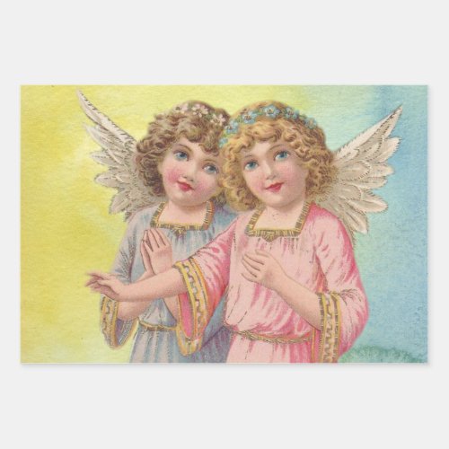 Beautiful Victorian Era Angels with Wings  Wrapping Paper Sheets